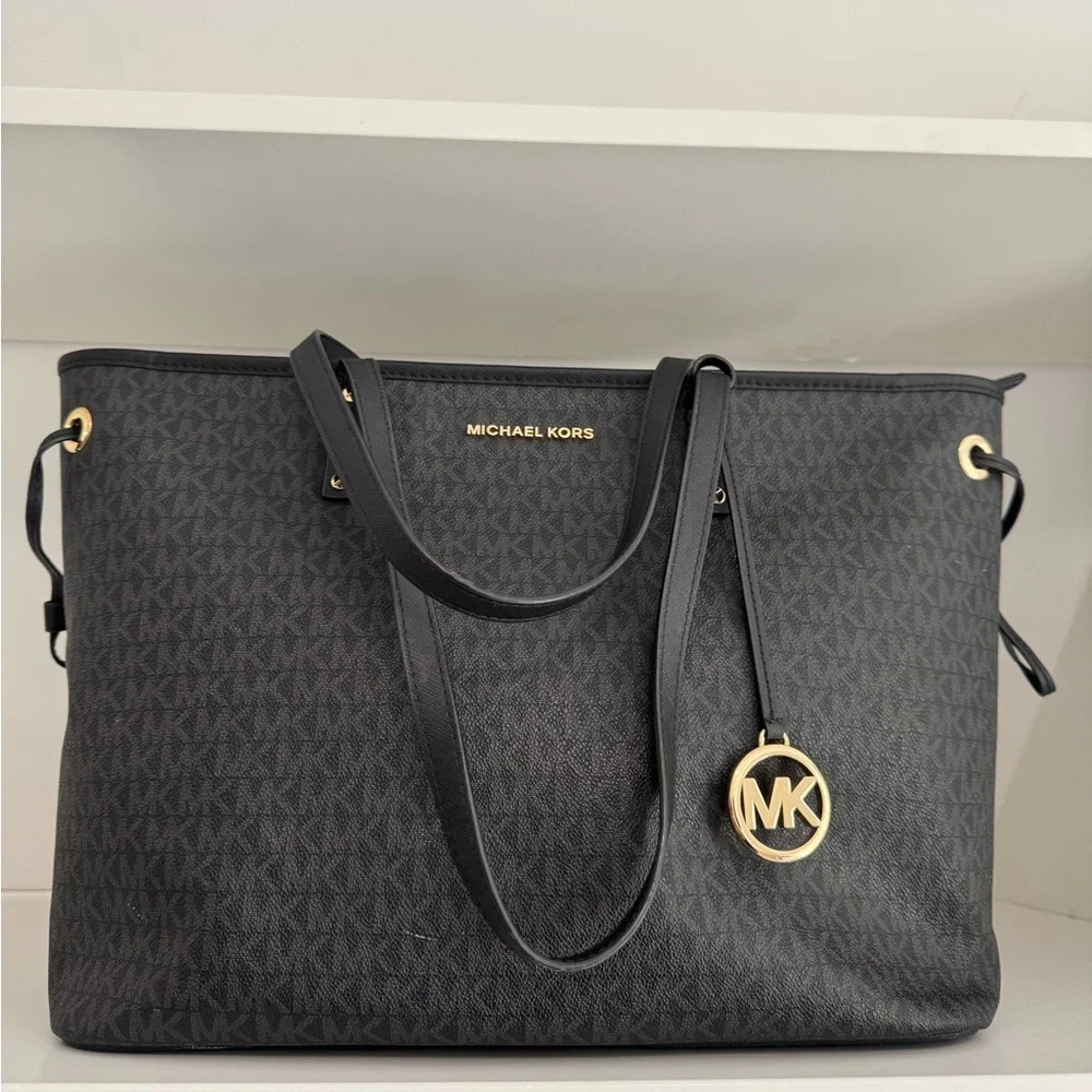 Michael Kors Black Tote with Gold Accents‎
